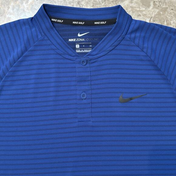 Nike Tiger Woods Polo Shirt Mens Small Blue Blade Collar Zonal Cooling 932175 - Picture 1 of 10